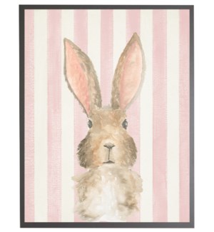 Watercolor baby Bunny on pink stripes